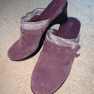 Purple White Mountain heeled clogs